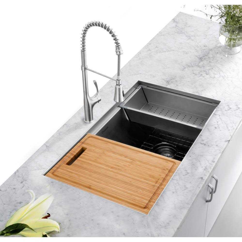 Glacier Bay All-in-One Undermount Stainless Steel Single Bowl Kitchen Workstation Sink with Accessories Kit - Zenithce