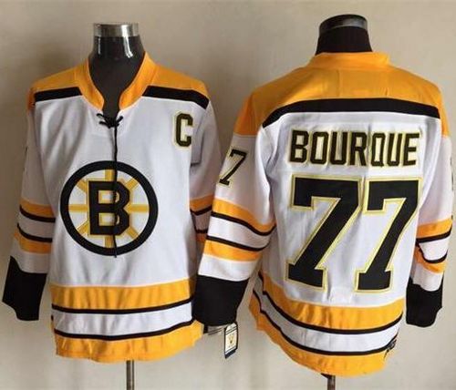 CCM Throwback Bruins #77 Ray Bourque White Stitched Jersey - Zenithce