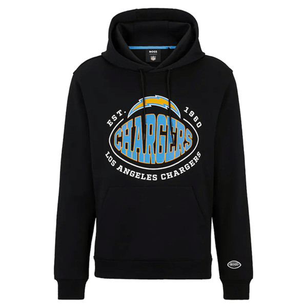 Los Angeles Chargers Black BOSS X Touchback Pullover Hoodie - Zenithce