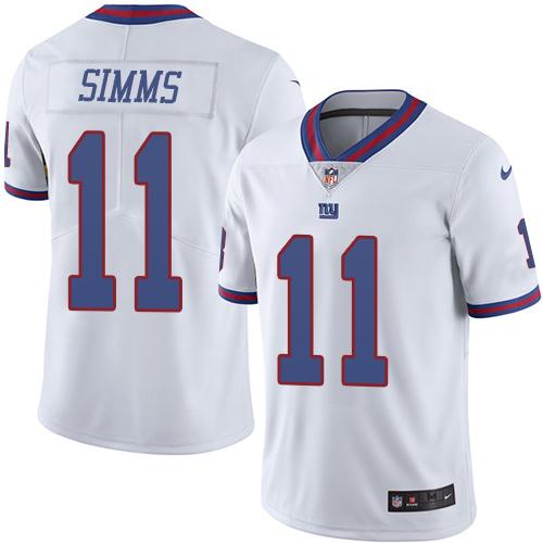 Giants #11 Phil Simms White Stitched Limited Rush Nike Jersey - Zenithce