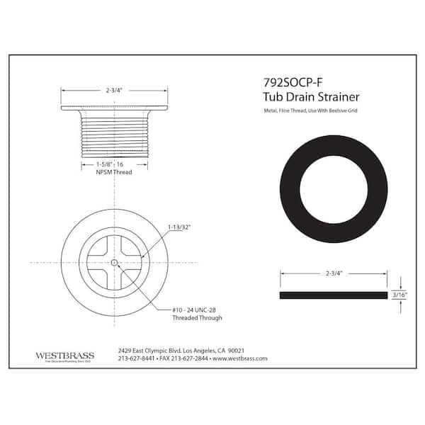 Westbrass 1-1/2 White Tubular Waste Tip-Toe Drain 593244 - Zenithce