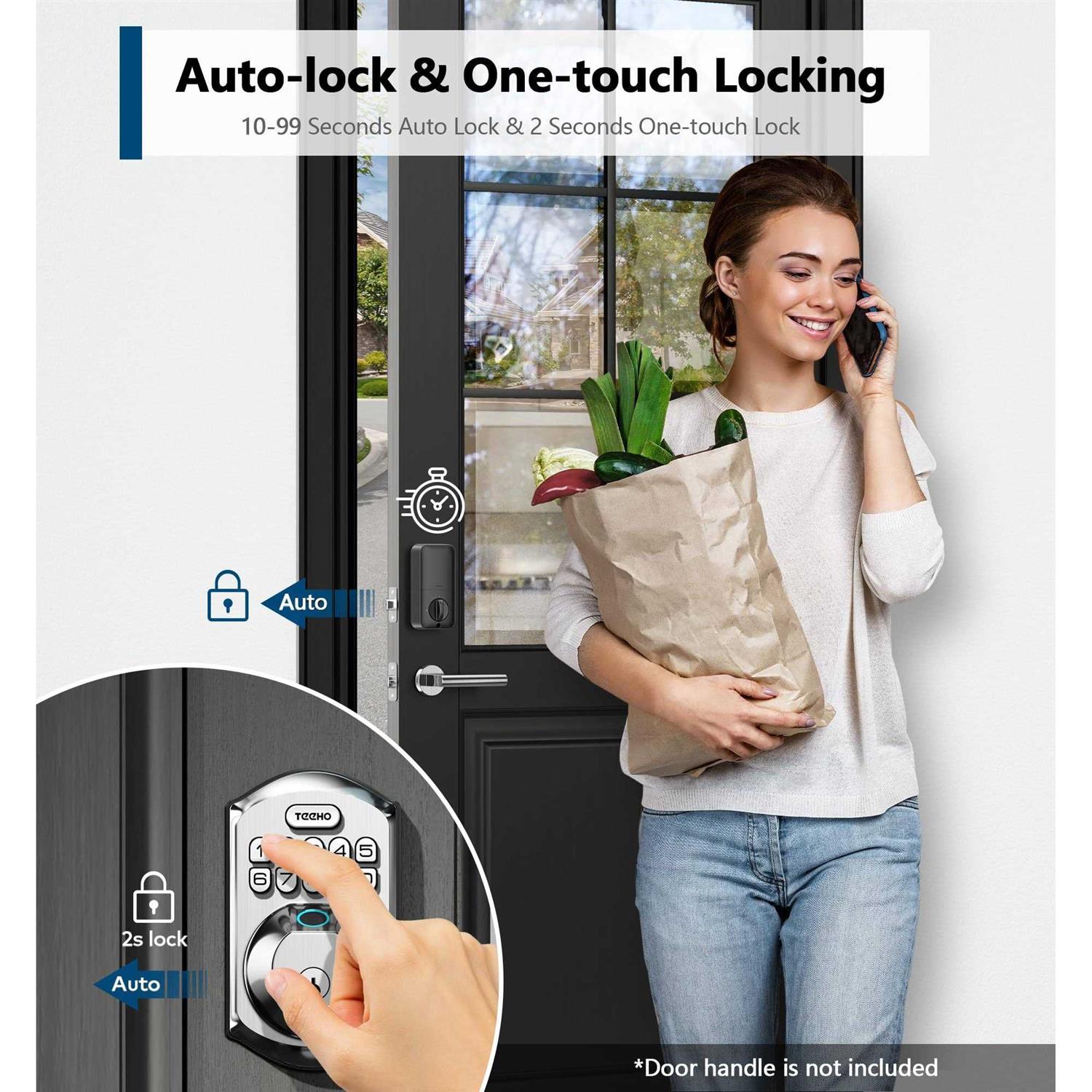 Teeho Keyless Entry Door Lock Keypad Electronic Smart Deadbolt Front Door Satin Nickel - Zenithce