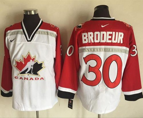 Team CA. #30 Martin Brodeur White Red Nike Throwback Stitched Jersey - Zenithce