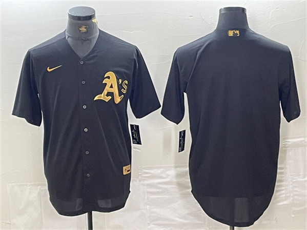 Oakland Athletics Blank Black Gold Cool Base Stitched Jersey - Zenithce