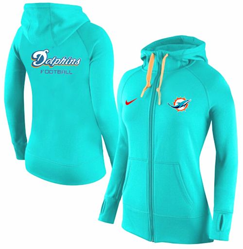 Women's Nike Miami Dolphins Full-Zip Performance Hoodie Green - Zenithce
