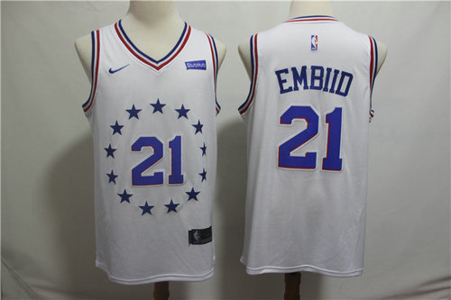 Philadelphia 76ers 21 Joel Embiid White 2018-19 Swingman Earned Edition Jersey - Zenithce