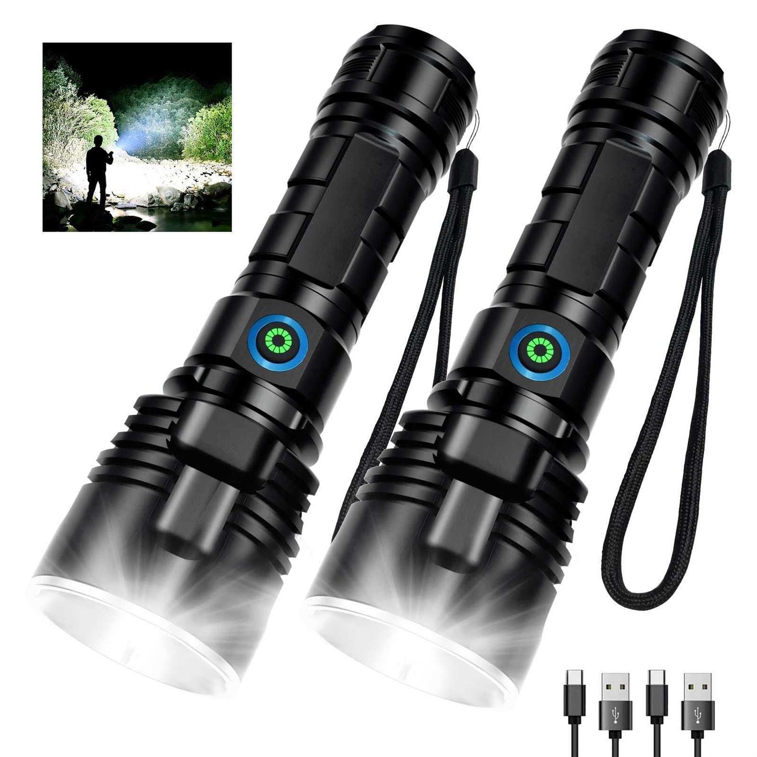 Rechargeable Flashlights 250000 High Lumens LED Powerful Tactical Flash Light Battery Powered - Zenithce