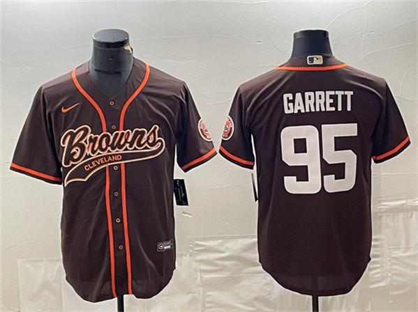 Cleveland Browns #95 Myles Garrett Brown With Patch Cool Base Stitched Jersey - Zenithce