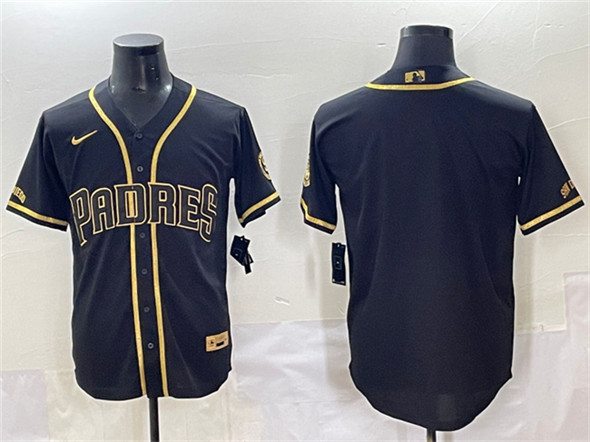 San Diego Padres Blank Black Gold Stitched Jersey - Zenithce