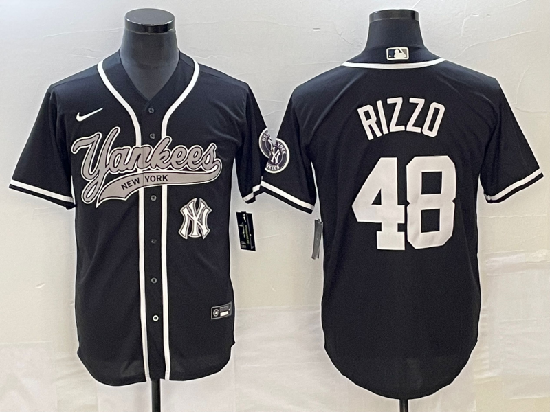 New York Yankees #48 Anthony Rizzo Black With Patch Cool Base Stitched Jersey - Zenithce