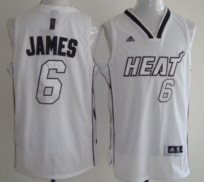 Miami Heats #6 LeBron James White With Silvery Fashion Jersey - Zenithce