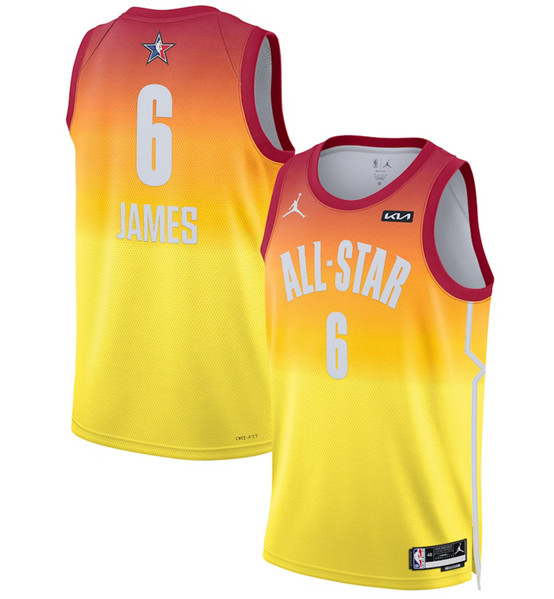 2023 All-Star #6 LeBron James Orange Game Swingman Stitched Jersey - Zenithce