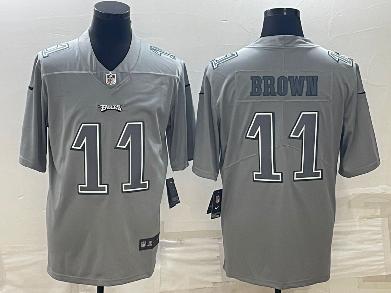 Philadelphia Eagles #11 A.J. Brown Gray Atmosphere Fashion Stitched Jersey - Zenithce