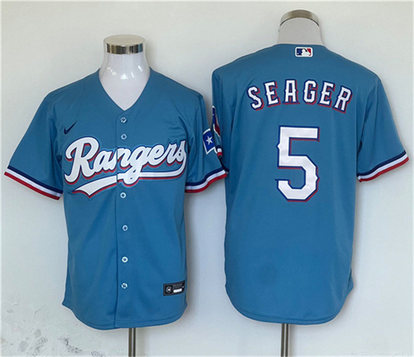Texas Rangers #5 Corey Seager Blue With Patch Cool Base Stitched Jersey - Zenithce