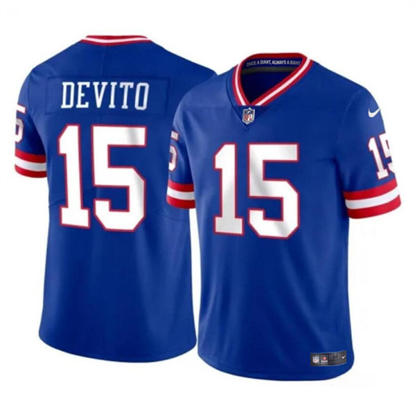 New York Giants #15 Tommy DeVito Royal 2023 F.U.S.E. Throwback Limited Stitched Jersey - Zenithce