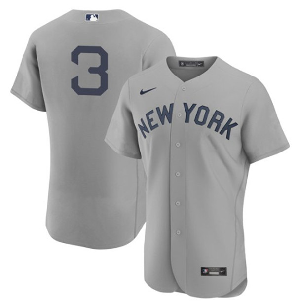 New York Yankees #3 Babe Ruth 2021 Gray Field Of Dreams Flex Base Stitched Baseball Jersey - Zenithce
