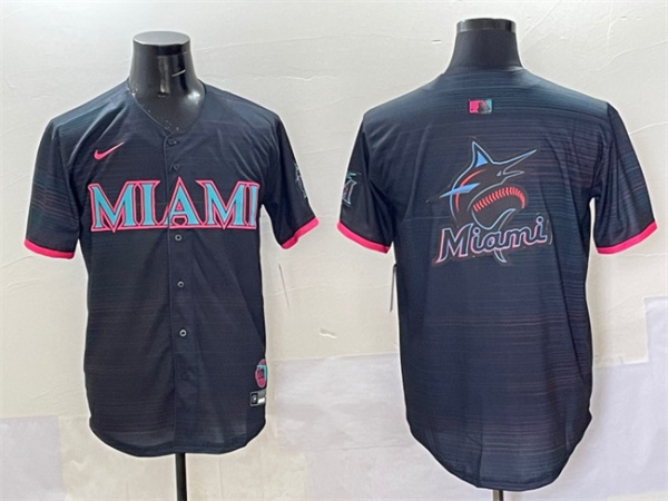 Miami Marlins Team Big Logo Black 2025 City Connect Limited Stitched Jersey - Zenithce