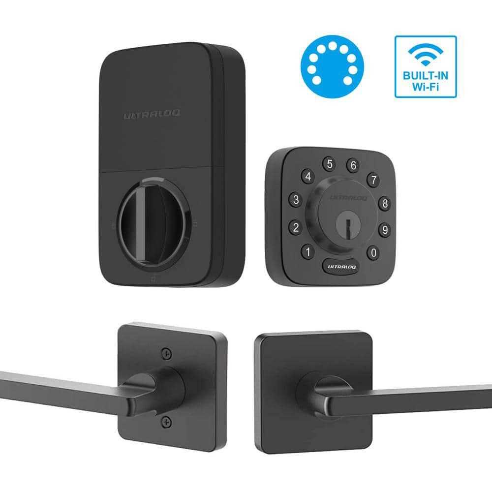 Ultraloq U-Bolt Black Wi-Fi Deadbolt Smart Lock with Passage Handle - Zenithce