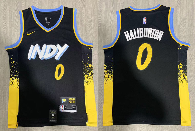 Indiana 0 DTyrese Haliburton Black 2023-24 City Edition Swingman Jersey - Zenithce