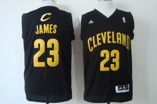 Cleveland Cavaliers #23 LeBron James Revolution 30 Swingman Black With Gold Jersey - Zenithce