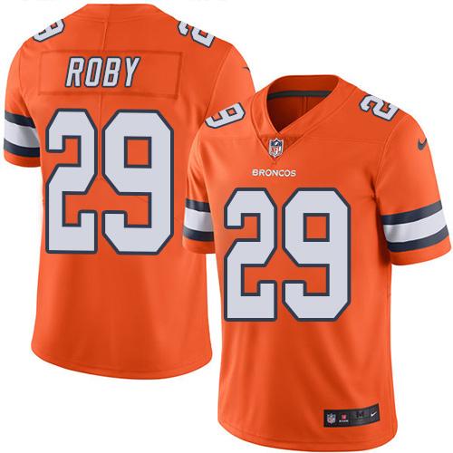 Broncos #29 Bradley Roby Orange Stitched Limited Rush Nike Jersey - Zenithce