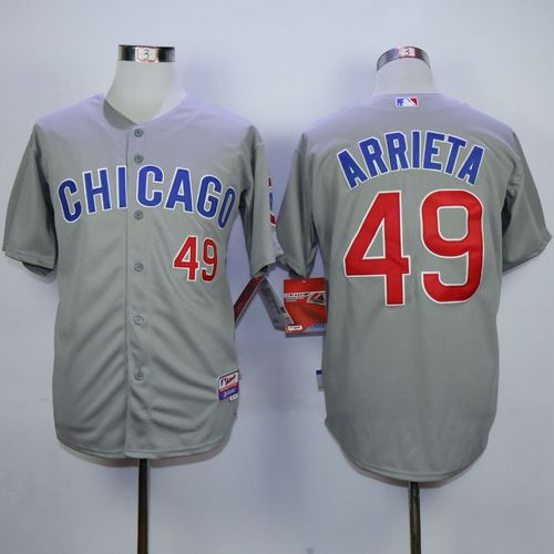 Cubs #49 Jake Arrieta Grey Road Cool Base Stitched Jersey - Zenithce