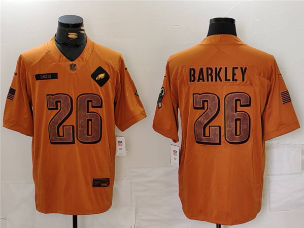 Philadelphia Eagles #26 Saquon Barkley 2023 Brown Salute To Service Limited Stitched Jersey - Zenithce