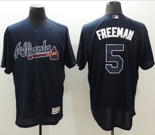 Braves #5 Freddie Freeman Navy Blue Flexbase Authentic Collection Stitched Jersey - Zenithce