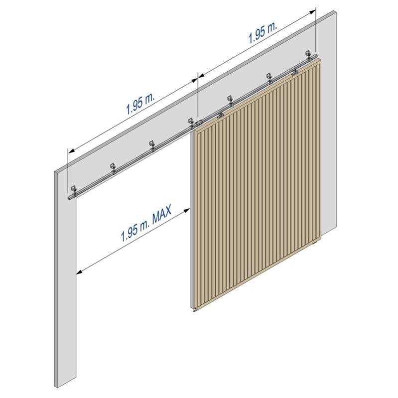 Sliding Exterior Door Hardware Kit 2×76-inch Galvanized Steel Track For 1 Door Up Thick And - Zenithce