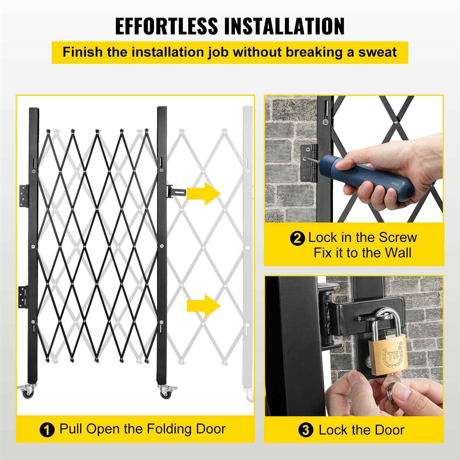 VEVOR Single Folding Security Gate H x Folding Door Gate Steel Accordion Security Gate Flexible Expanding Security Gate - Zenithce