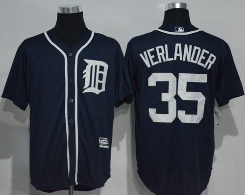 Tigers #35 Justin Verlander Navy Blue New Cool Base Stitched Jersey - Zenithce