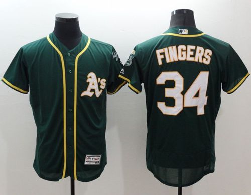 Athletics #34 Rollie Fingers Green Flexbase Authentic Collection Stitched Jersey - Zenithce