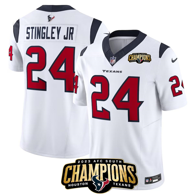 Houston Texans #24 Derek Stingley Jr. White 2023 F.U.S.E. AFC South Champions Patch Vapor Untouchable Limited Stitched Jersey - Zenithce