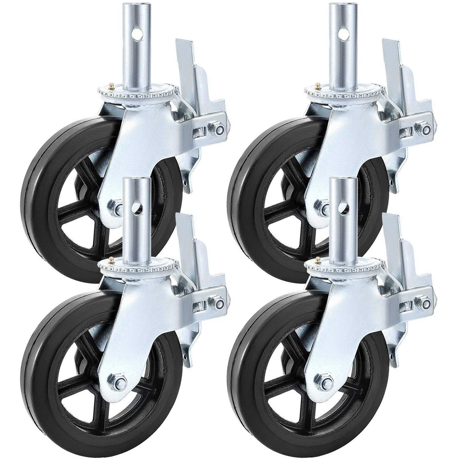 VEVOR 4 Pack 6 x 2 inch Caster Wheels 2 Rigid and 2 Swivel Casters with Side Brake Polyurethane Iron Core Plate 1000lbs Capacity Per Wheel JL6IN2WXPSJ2DXTXHV0 - Zenithce