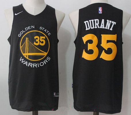 Golden State Warriors #35 Kevin Durant Black with Yellow 2017-2018 Swingman Stitched Jersey - Zenithce