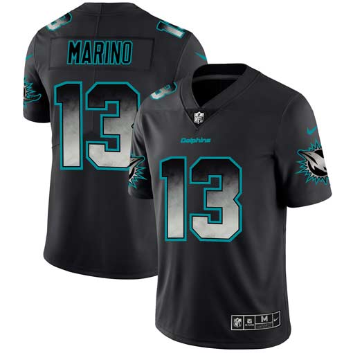 Miami Dolphins #13 Dan Marino 2019 Black Smoke Fashion Limited Stitched Jersey - Zenithce