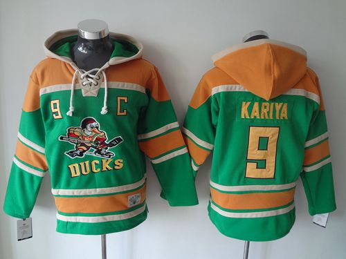 Ducks #9 Paul Kariya Green Sawyer Hooded Sweatshirt Stitched Jersey - Zenithce