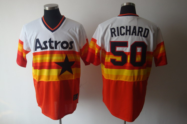 Mitchell And Ness Astros #50 J.R. Richard White Orange Stitched Throwback Jersey - Zenithce