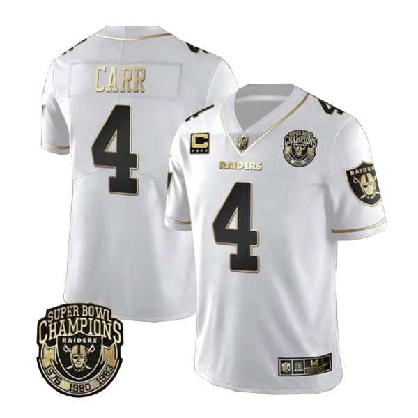 Las Vegas Raiders #4 Derek Carr White With C Patch Vapor Limited Stitched Jersey - Zenithce