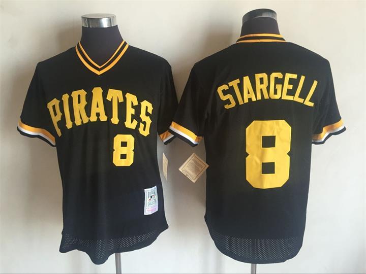 Pittsburgh Pirates #8 Willie Stargell Mitchell And Ness Black Throwback Stitched Jersey - Zenithce