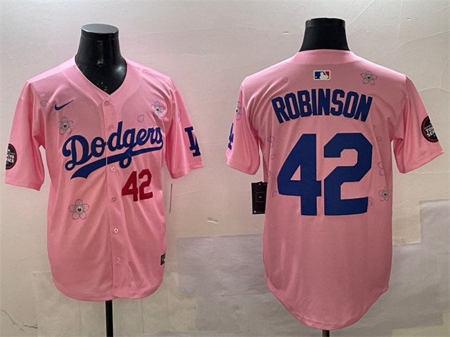 Los Angeles Dodgers #42 Jackie Robinson Pink 2025 Tokyo Series Limited Stitched Jersey - Zenithce