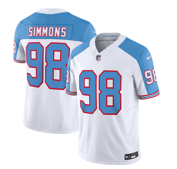 Tennessee Titans #98 Jeffery Simmons White Blue 2023 F.U.S.E. Vapor Limited Throwback Stitched Jersey - Zenithce