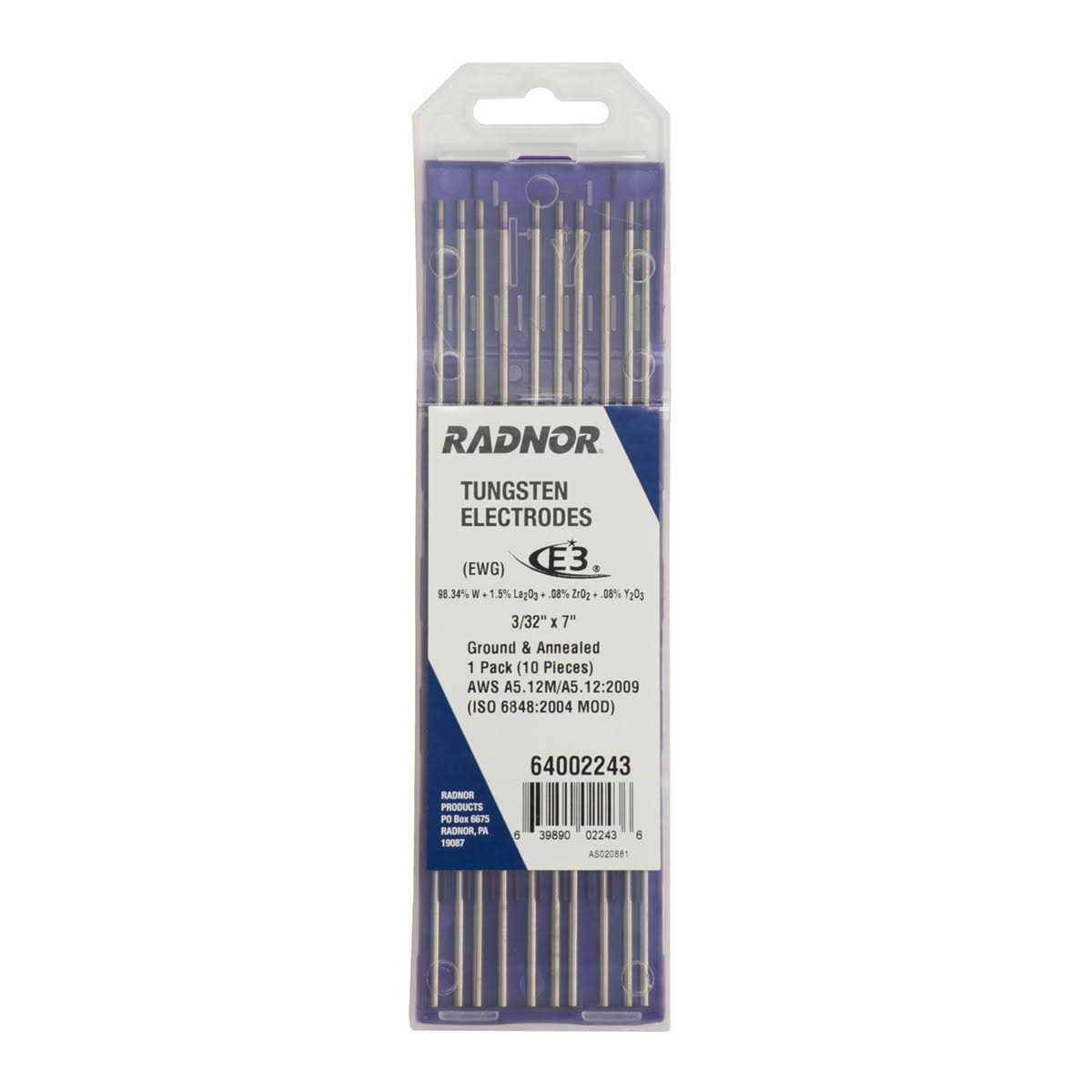 Radnor 7” Ground Finish E3 Tungsten Electrode - Zenithce