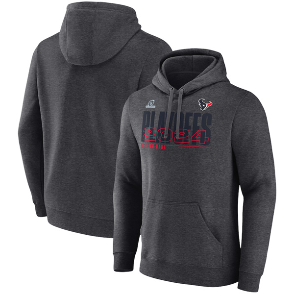 Houston Texans Charcoal 2024 Playoffs Pullover Hoodie - Zenithce