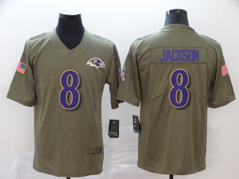 Baltimore Ravens #8 Lamar Jackson Camo Salute To Service Stitched Jersey - Zenithce