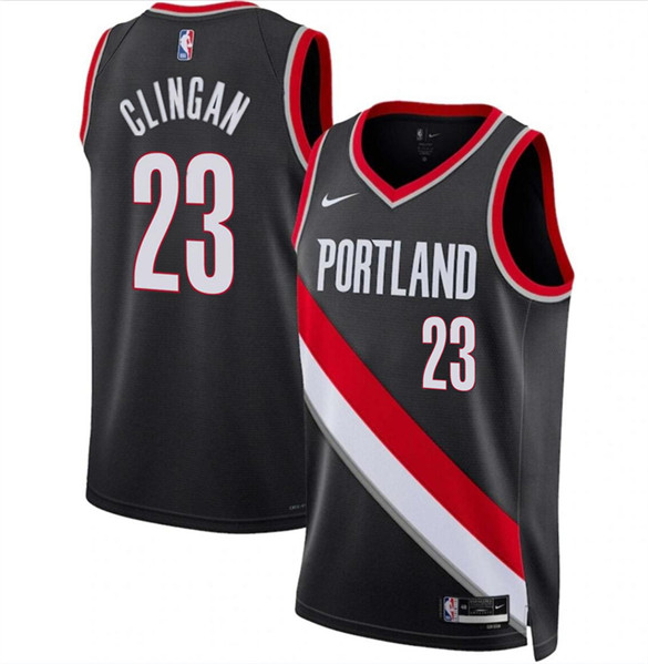 Portland Trail Blazers #23 Donovan Clingan Black 2024 Draft Icon Edition Stitched Jersey - Zenithce