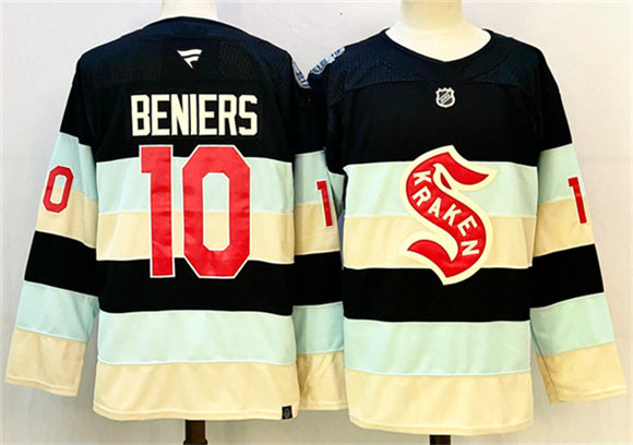 Seattle Kraken #10 Matty Beniers Deep Sea Blue Winter Classic Stitched Jersey - Zenithce