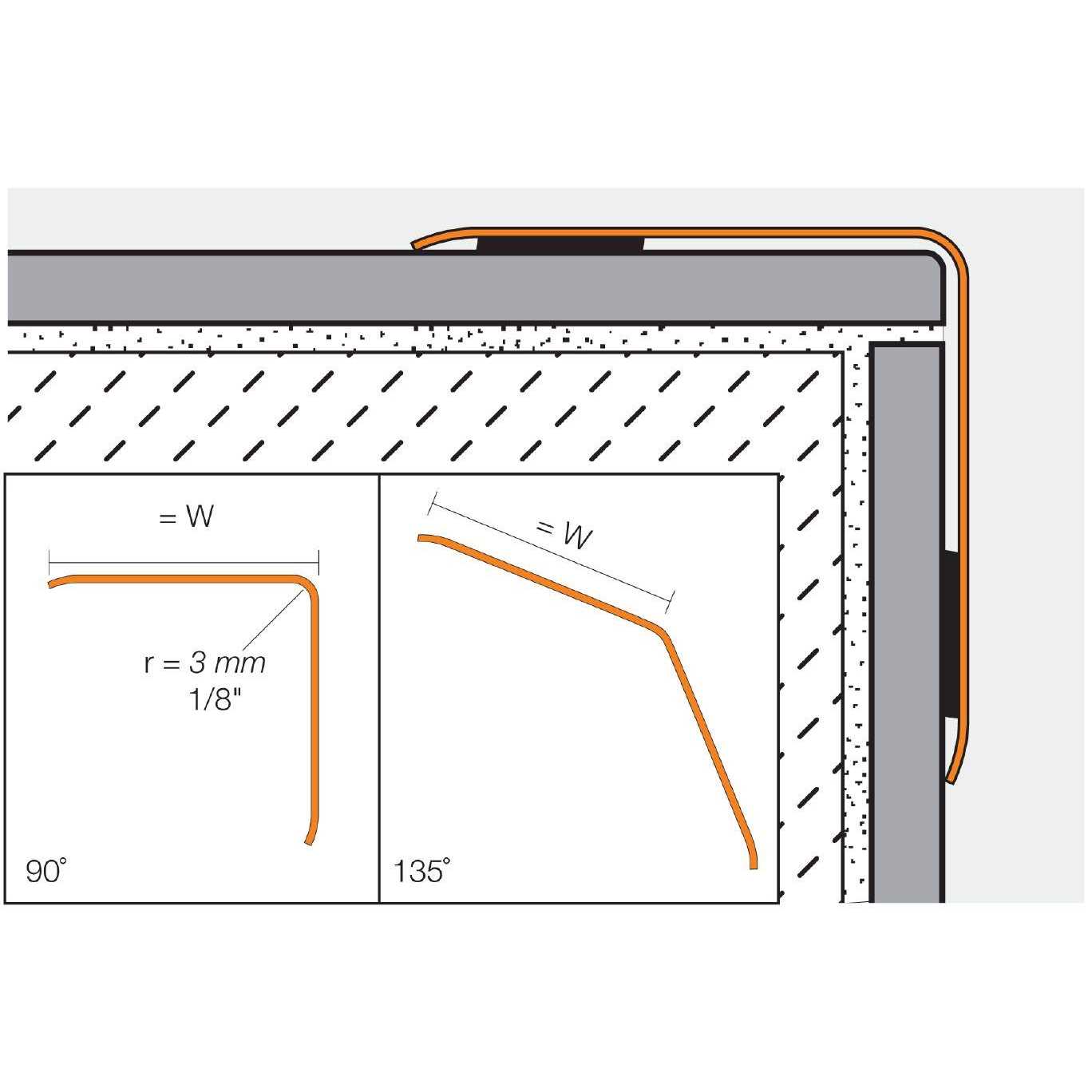 Schluter ECK-K Stainless Steel Corner Tile Edging Trim - Zenithce