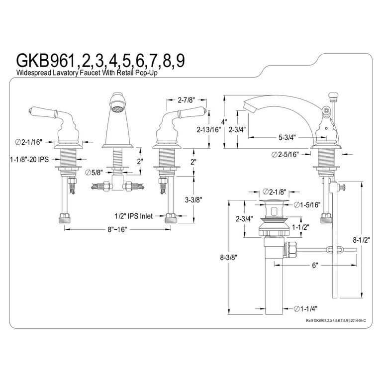 Kingston Brass GKB952 Magellan Mini-Widespread Bathroom Faucet - Zenithce