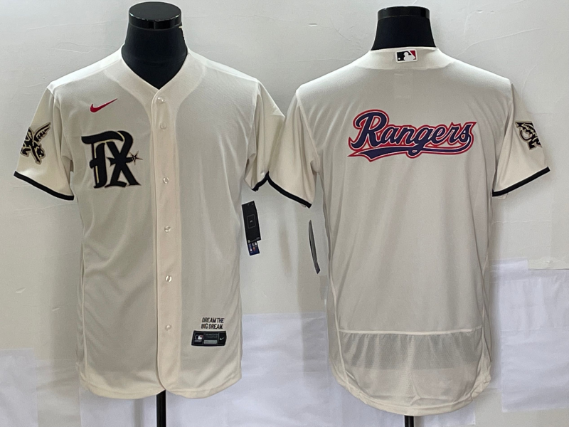 Texas Rangers Cream Team Big Logo 2023 City Connect Flex Base Stitched Jersey - Zenithce